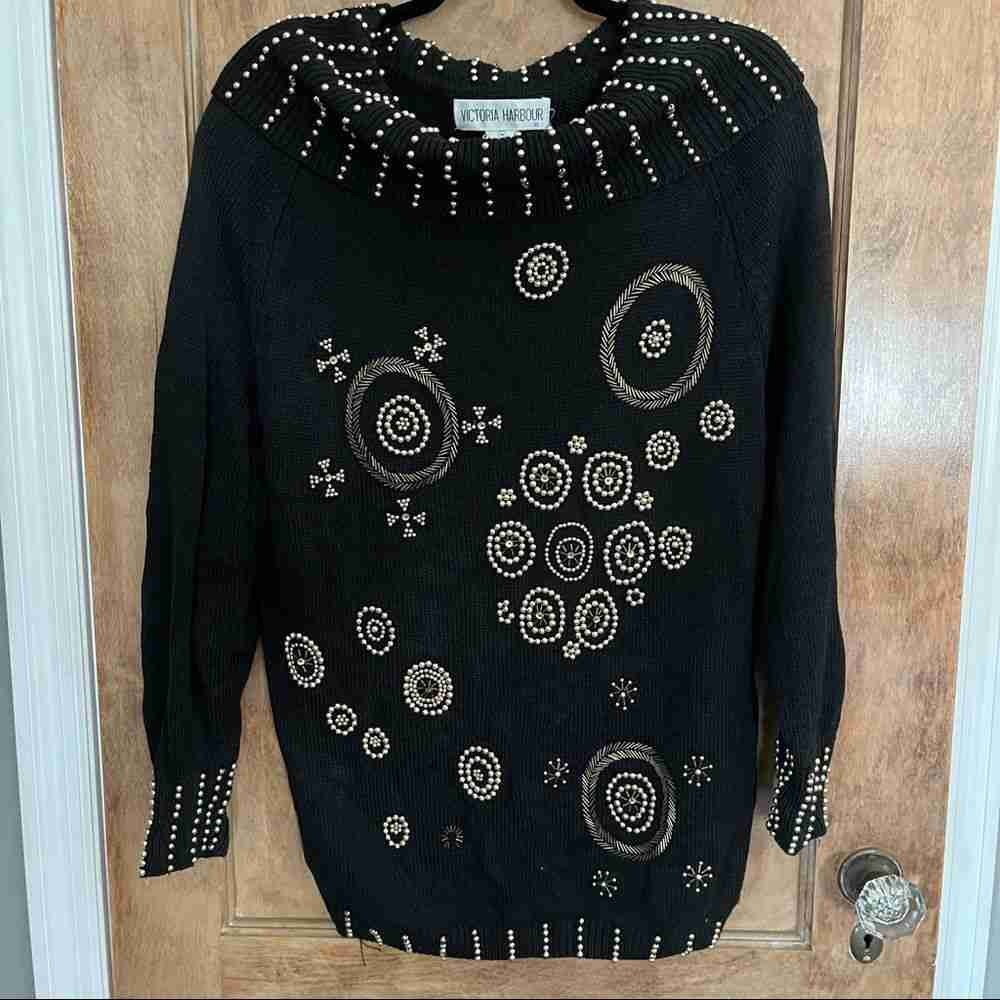Black Sweater with Embellished Design